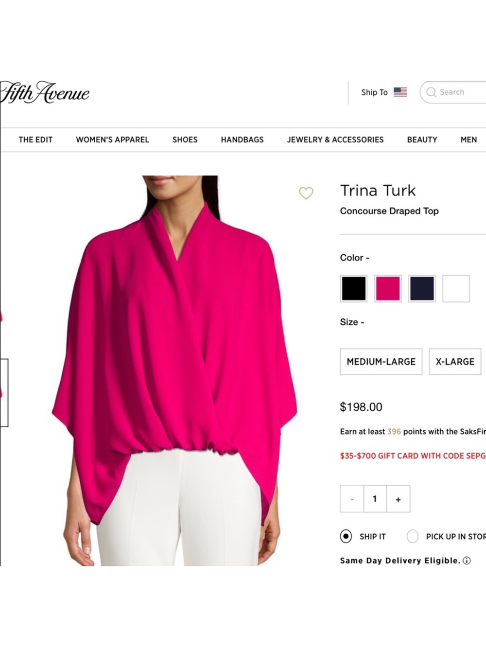 New with tag Trina Turk Concourse Pink Blouse